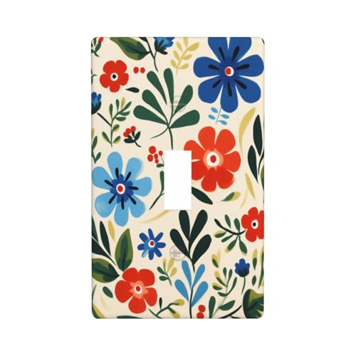 Einfache Blumen-Lichtschalter-Abdeckung, dekorativ, einzelner Kippschalter, 1-Gang, Wandplatte für Küche, Bauernhaus, Schlafzimmer, Badezimmer, Kunstdekoration von Woshuwo