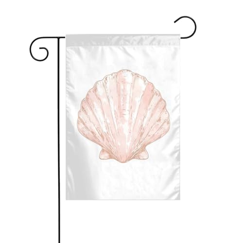 Einfache minimalistische Gartenflagge mit Pfirsichmuschel, 30 x 45 cm, vertikal, doppelseitig, Bauernhaus, Urlaub, Außendekoration, Hofflagge Einfache minimalistische Gartenflagge mit Pfirsichmuschel, 30 x 45 cm, vertikal, doppelseitig, Bauernhaus, Urlaub, Außendekoration, Hofflagge von Woshuwo
