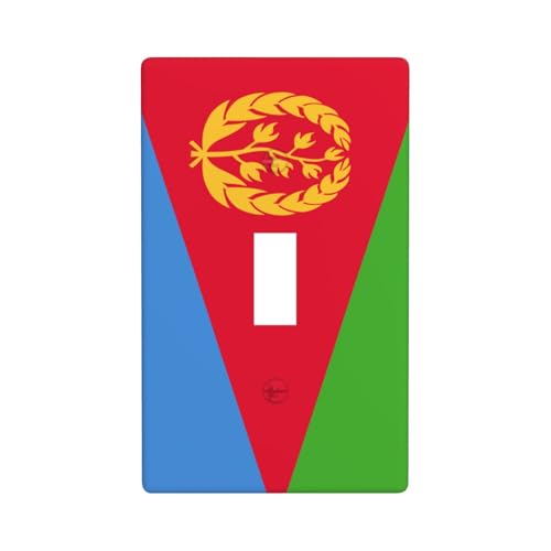 Eritrea-Flaggen-Lichtschalter-Abdeckung, dekorativer Einzel-Kippschalter, 1-Gang-Wandplatte für Küche, Bauernhaus, Schlafzimmer, Badezimmer, Kunstdekoration von Woshuwo