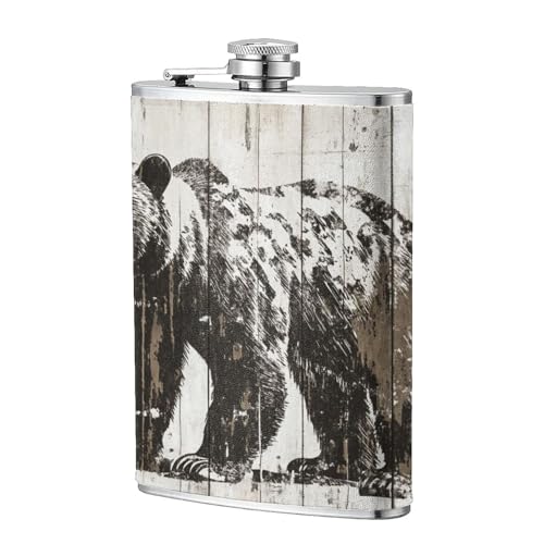 Flachmann aus Holz, geschnitzter Bär, 237 ml, Edelstahlflaggen für Vater, Trauzeugen, Hochzeit, Reisen, Camping Flachmann aus Holz, geschnitzter Bär, 237 ml, Edelstahlflaggen für Vater, Trauzeugen, Hochzeit, Reisen, Camping von Woshuwo
