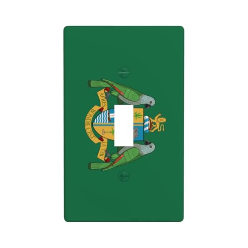 Flagge von Dominica Lichtschalter-Abdeckung, dekorativer Einzel-Kippschalter, 1-Gang-Wandplatte für Küche, Bauernhaus, Schlafzimmer, Badezimmer, Kunstdekoration von Woshuwo