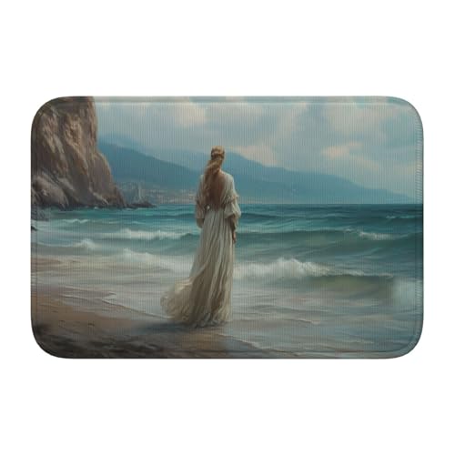 Fußmatte mit Aufschrift "Woman Alone Standing On Beach", rutschfeste Fußmatte für den Innen- und Außenbereich, 40 x 60 cm Fußmatte mit Aufschrift "Woman Alone Standing On Beach", rutschfeste Fußmatte für den Innen- und Außenbereich, 40 x 60 cm von Woshuwo