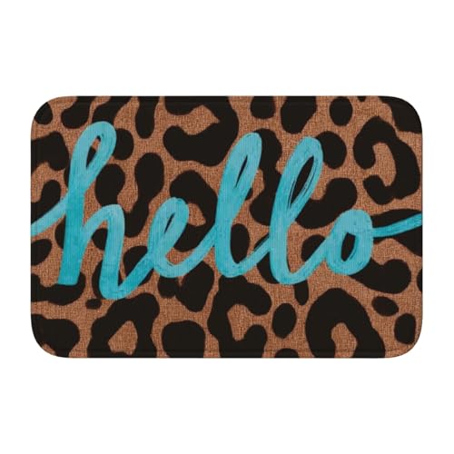 Fußmatte mit Leopardenmuster, rutschfeste Fußmatte für den Innen- und Außenbereich, 40 x 60 cm von Woshuwo