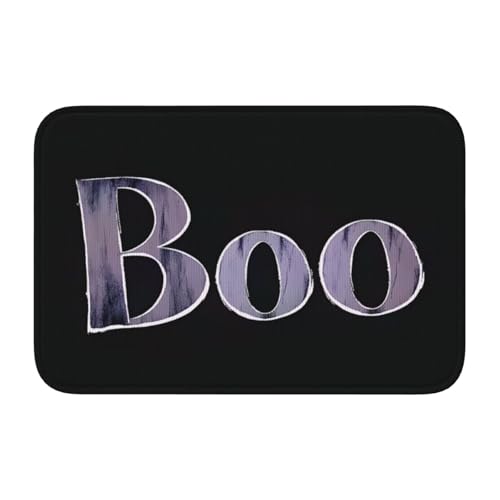 Fußmatte mit Schriftzug "Boo auf einem schwarzen, gruseligen Gothic", rutschfeste Fußmatte für Außen- und Inneneingang, Bauernhaus, Heimteppiche, 40 x 60 cm von Woshuwo