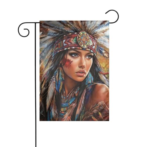 Gartenflagge, Motiv: Ureinwohner, 30 x 45 cm, vertikal, doppelseitig, Bauernhaus, Urlaub, Außendekoration, Hofflagge Gartenflagge, Motiv: Ureinwohner, 30 x 45 cm, vertikal, doppelseitig, Bauernhaus, Urlaub, Außendekoration, Hofflagge von Woshuwo