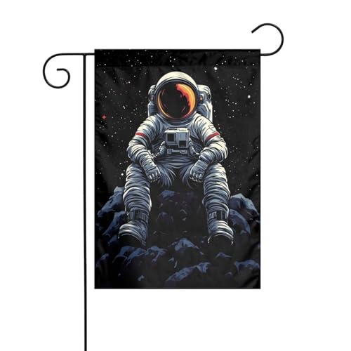 Gartenflagge Astronaut im Weltraum, vertikal, doppelseitig, Bauernhaus, Urlaub, Außendekoration, Hofflagge, 30 x 45 cm Gartenflagge Astronaut im Weltraum, vertikal, doppelseitig, Bauernhaus, Urlaub, Außendekoration, Hofflagge, 30 x 45 cm von Woshuwo