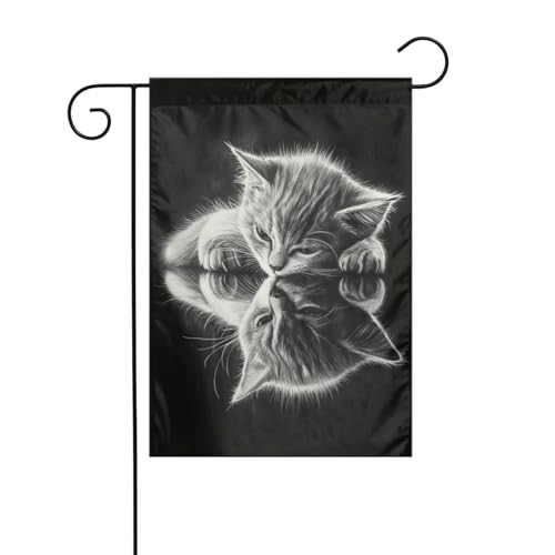 Gartenflagge liegend mit Spiegel, 30 x 45 cm, vertikal, doppelseitig, Bauernhaus, Urlaub, Außendekoration, Hofflagge von Woshuwo