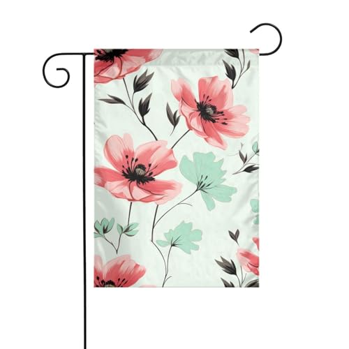 Gartenflagge mit Aquarell-Blumen in Schwarz und Rosa, 30 x 45 cm, vertikal, doppelseitig, Bauernhaus, Urlaub, Außendekoration, Hofflagge Gartenflagge mit Aquarell-Blumen in Schwarz und Rosa, 30 x 45 cm, vertikal, doppelseitig, Bauernhaus, Urlaub, Außendekoration, Hofflagge von Woshuwo