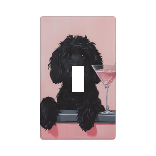 Goldendoodle an Theke, ästhetische Lichtschalter-Abdeckung, dekorativer Einzel-Kippschalter, 1-Gang-Wandplatte für Küche, Bauernhaus, Schlafzimmer, Badezimmer, Kunstdekoration Goldendoodle an Theke, ästhetische Lichtschalter-Abdeckung, dekorativer Einzel-Kippschalter, 1-Gang-Wandplatte für Küche, Bauernhaus, Schlafzimmer, Badezimmer, Kunstdekoration von Woshuwo