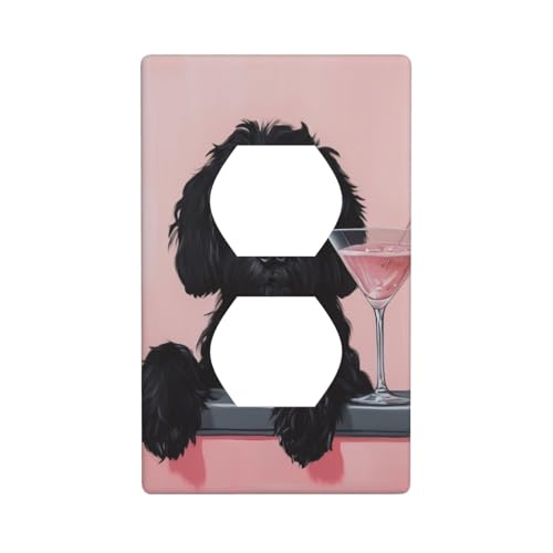 Goldendoodle an der Theke, ästhetische Steckdosenabdeckung, Lichtschalterabdeckung, dekorative 1-Gang-Wandplatte für Küche, Badezimmer, Größe 7 x 11,4 cm, Rosa Goldendoodle an der Theke, ästhetische Steckdosenabdeckung, Lichtschalterabdeckung, dekorative 1-Gang-Wandplatte für Küche, Badezimmer, Größe 7 x 11,4 cm, Rosa von Woshuwo