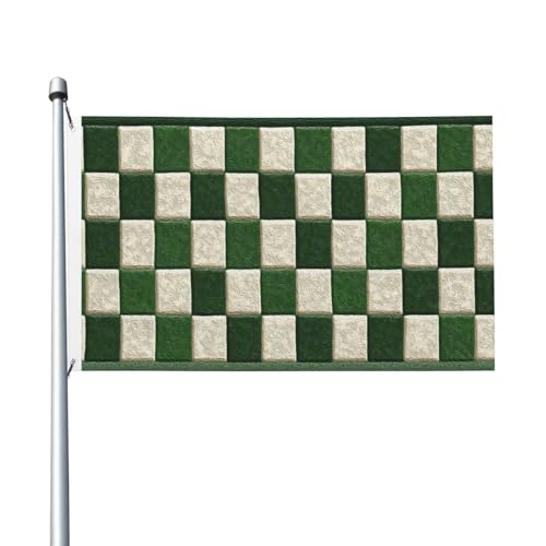 Grüne karierte Bordüre, Hof-Hausflaggen, 90 x 150 cm, mit Ösen, für drinnen und draußen, Party-Dekoration Grüne karierte Bordüre, Hof-Hausflaggen, 90 x 150 cm, mit Ösen, für drinnen und draußen, Party-Dekoration von Woshuwo