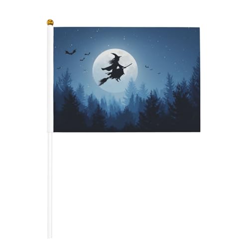 Hexe fliegt auf Besenstiel-Silhouette, kleine Handflaggen, Mini-Flaggen auf Stab, für Party, Teamaktivitäten, Paraden, Urlaubsdekoration, 10 Stück Hexe fliegt auf Besenstiel-Silhouette, kleine Handflaggen, Mini-Flaggen auf Stab, für Party, Teamaktivitäten, Paraden, Urlaubsdekoration, 10 Stück von Woshuwo