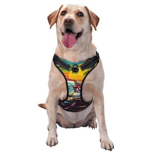 Hundegeschirr für Katzen mit Sonnenbrille auf Chaiselongue, kein Ziehen, verstellbar, reflektierend, Oxford, einfache Kontrolle, Größe M und L Hundegeschirr für Katzen mit Sonnenbrille auf Chaiselongue, kein Ziehen, verstellbar, reflektierend, Oxford, einfache Kontrolle, Größe M und L von Woshuwo