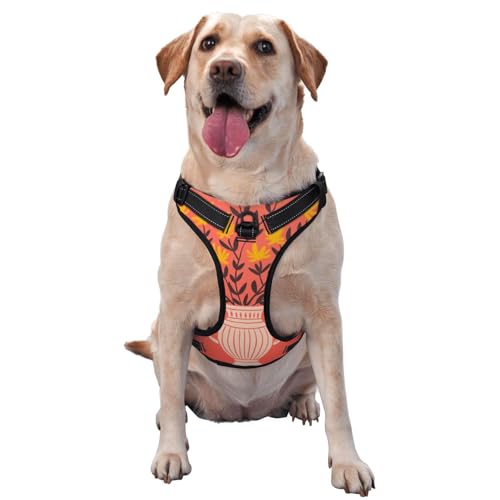 Hundegeschirr mit gelben Blumen im Glas, minimalistisch, kein Ziehen, verstellbar, reflektierend, Oxford-Gewebe, einfache Kontrolle, Größe M und L Hundegeschirr mit gelben Blumen im Glas, minimalistisch, kein Ziehen, verstellbar, reflektierend, Oxford-Gewebe, einfache Kontrolle, Größe M und L von Woshuwo