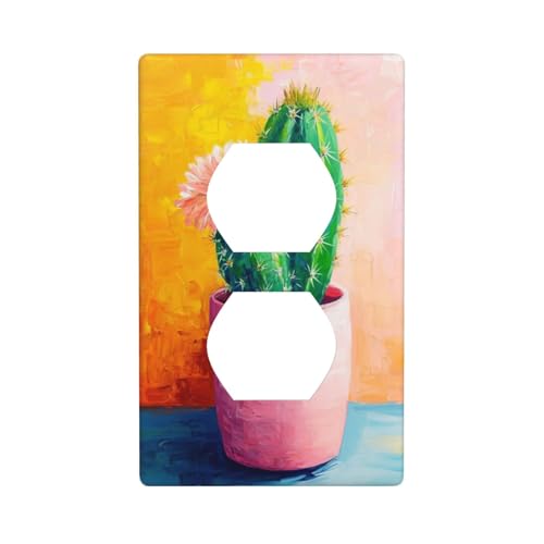 Kaktus in einem rosa Topf, Lichtschalter-Abdeckung, dekorative 1-Gang-Wandplatte für Küche, Badezimmer, Größe 7 x 11,4 cm Kaktus in einem rosa Topf, Lichtschalter-Abdeckung, dekorative 1-Gang-Wandplatte für Küche, Badezimmer, Größe 7 x 11,4 cm von Woshuwo