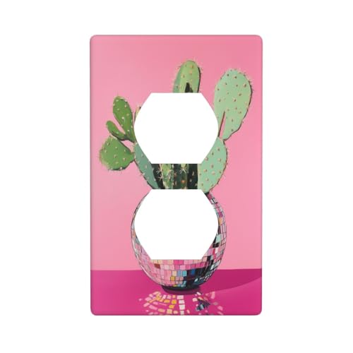 Kaktusfeigenkaktus in Discokugel, Übertopf, Steckdosenabdeckung, Lichtschalter-Abdeckung, dekorative 1-Gang-Wandplatte für Küche, Badezimmer, Größe 7 x 11,4 cm von Woshuwo