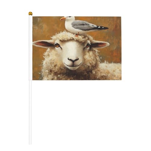 Kleine Handflaggen mit Schafen und einer eleganten Möwe, Mini-Flaggen auf Stab, für Partys, Teamaktivitäten, Paraden, Urlaubsdekoration, 10 Stück Kleine Handflaggen mit Schafen und einer eleganten Möwe, Mini-Flaggen auf Stab, für Partys, Teamaktivitäten, Paraden, Urlaubsdekoration, 10 Stück von Woshuwo