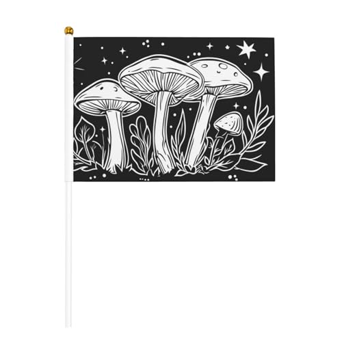 Kleine Handflaggen mit drei Pilzen, Schwarz und Weiß, Mini-Flaggen auf Stab, für Partys, Teamaktivitäten, Paraden, Urlaubsdekoration, 10 Stück Kleine Handflaggen mit drei Pilzen, Schwarz und Weiß, Mini-Flaggen auf Stab, für Partys, Teamaktivitäten, Paraden, Urlaubsdekoration, 10 Stück von Woshuwo