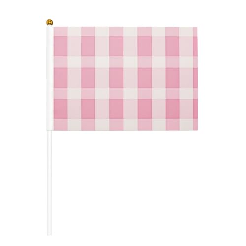 Kleine Handflaggen mit rosa Karomuster, Mini-Flaggen auf Stab, für Partys, Teamaktivitäten, Paraden, Urlaubsdekoration, 10 Stück Kleine Handflaggen mit rosa Karomuster, Mini-Flaggen auf Stab, für Partys, Teamaktivitäten, Paraden, Urlaubsdekoration, 10 Stück von Woshuwo