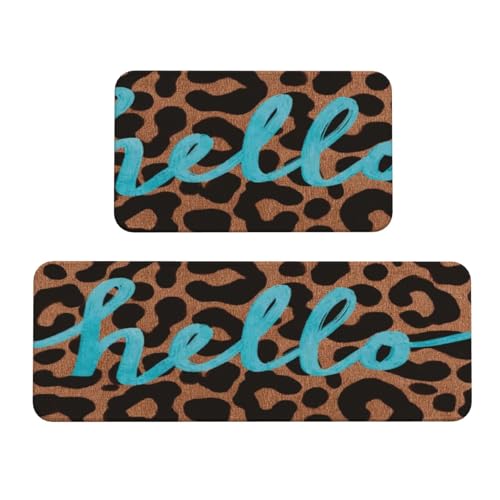 Küchenteppiche mit Leopardenmuster, 2er-Set, rutschfeste Bodenmatte, Läufer, Fußmatte, Teppich, Waschküche, Küchendekoration Küchenteppiche mit Leopardenmuster, 2er-Set, rutschfeste Bodenmatte, Läufer, Fußmatte, Teppich, Waschküche, Küchendekoration von Woshuwo