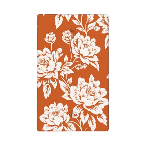 Lichtschalter-Abdeckung, Blumenmuster, einfach auf Orange, Einzel-Wechselschalter, blanko, dekorativ, 1-Gang, für Küche, Zimmer, Badezimmer, Größe 11,4 x 7 cm von Woshuwo