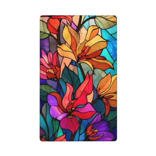 Lichtschalter-Abdeckung, Buntglas, Blumen-Design, einzelner Kippschalter, blanko, dekorativ, 1-Gang, für Küche, Zimmer, Badezimmer, Größe 11,4 x 7 cm von Woshuwo