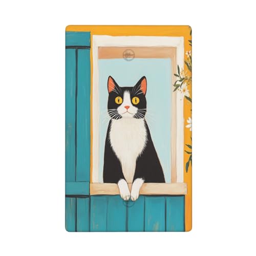 Lichtschalter-Abdeckung, Motiv: Katze im Fenster, 1-Gang, für Küche, Badezimmer, Größe 11,4 x 7 cm Lichtschalter-Abdeckung, Motiv: Katze im Fenster, 1-Gang, für Küche, Badezimmer, Größe 11,4 x 7 cm von Woshuwo