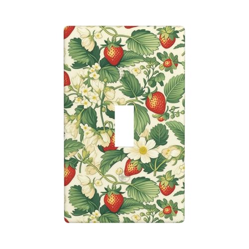 Lichtschalter-Abdeckung, Retro-Erdbeermuster, dekorativer Einzel-Kippschalter, 1-Gang-Wandplatte für Küche, Bauernhaus, Schlafzimmer, Badezimmer, Kunstdekoration Lichtschalter-Abdeckung, Retro-Erdbeermuster, dekorativer Einzel-Kippschalter, 1-Gang-Wandplatte für Küche, Bauernhaus, Schlafzimmer, Badezimmer, Kunstdekoration von Woshuwo