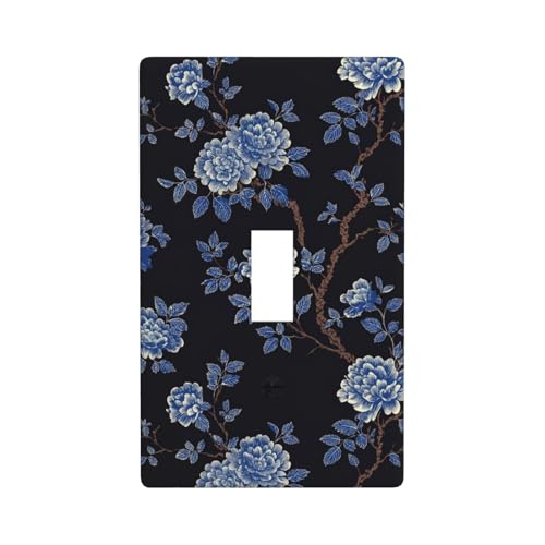 Lichtschalter-Abdeckung, klassisches französisches Blumenmuster, dekorativ, einzelner Kippschalter, 1-Gang, Wandplatte für Küche, Bauernhaus, Schlafzimmer, Badezimmer, Kunstdekoration von Woshuwo