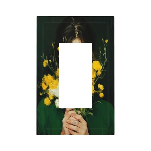 Lichtschalter-Wandplatte, Blende, 1-Gang, Dekorator, Steckdosenabdeckungen für Zuhause, Küche, Zimmer, Badezimmer, Dekoration für Damen, Gelb / Weiß Lichtschalter-Wandplatte, Blende, 1-Gang, Dekorator, Steckdosenabdeckungen für Zuhause, Küche, Zimmer, Badezimmer, Dekoration für Damen, Gelb / Weiß von Woshuwo