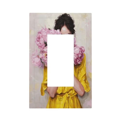 Lichtschalter-Wandplatte, Blende, 1-Gang-Dekorator, Steckdosenabdeckungen für Zuhause, Küche, Zimmer, Badezimmer, Dekoration, rosa Pfingstrosen, Gelb Lichtschalter-Wandplatte, Blende, 1-Gang-Dekorator, Steckdosenabdeckungen für Zuhause, Küche, Zimmer, Badezimmer, Dekoration, rosa Pfingstrosen, Gelb von Woshuwo