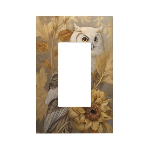 Lichtschalter-Wandplatte, Blende, Sonnenblumen, Eulen, Fantasie-Kunst, Wandplatte, Blende, 1-Gang, Dekorator, Steckdosenabdeckungen für Zuhause, Küche, Zimmer, Badezimmer, Dekor von Woshuwo