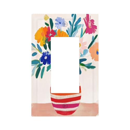 Lichtschalter-Wandplatte, Blende für Vase, bunte Blumen, 1-Gang-Dekorator, Steckdosenabdeckungen für Zuhause, Küche, Zimmer, Badezimmer, Dekoration Lichtschalter-Wandplatte, Blende für Vase, bunte Blumen, 1-Gang-Dekorator, Steckdosenabdeckungen für Zuhause, Küche, Zimmer, Badezimmer, Dekoration von Woshuwo