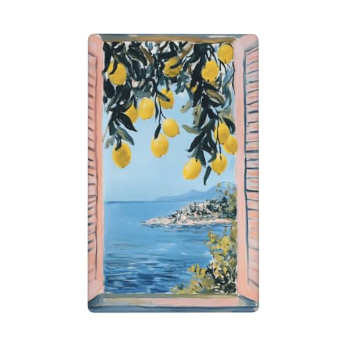 Lichtschalterabdeckung für Fenster mit Meeresinsel-Zitronenbäumen, einzelner Kippschalter, blanko, dekorativ, 1-Gang, für Küche, Badezimmer, Größe 11,4 x 7 cm von Woshuwo