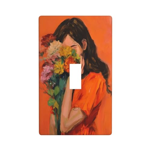 Lichtschalterabdeckung mit buntem Blumendesign, dekorativ, einzelner Kippschalter, 1-Gang, Wandplatte für Küche, Bauernhaus, Schlafzimmer, Badezimmer, Kunstdekoration Lichtschalterabdeckung mit buntem Blumendesign, dekorativ, einzelner Kippschalter, 1-Gang, Wandplatte für Küche, Bauernhaus, Schlafzimmer, Badezimmer, Kunstdekoration von Woshuwo