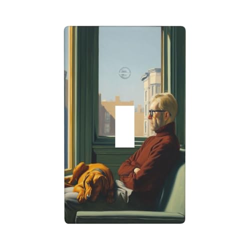 Lonely Man sitzt auf Sofa, Fenster, Lichtschalter-Abdeckung, dekorativer Einzel-Kippschalter, 1-Gang-Wandplatte für Küche, Bauernhaus, Schlafzimmer, Badezimmer, Kunstdekoration Lonely Man sitzt auf Sofa, Fenster, Lichtschalter-Abdeckung, dekorativer Einzel-Kippschalter, 1-Gang-Wandplatte für Küche, Bauernhaus, Schlafzimmer, Badezimmer, Kunstdekoration von Woshuwo