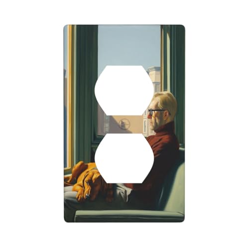 Lonely Man sitzt auf Sofa, Fenster, Steckdosenabdeckung, Lichtschalter-Abdeckung, dekorative 1-Gang-Wandplatte für Küche, Badezimmer, Größe 7 x 11,4 cm Lonely Man sitzt auf Sofa, Fenster, Steckdosenabdeckung, Lichtschalter-Abdeckung, dekorative 1-Gang-Wandplatte für Küche, Badezimmer, Größe 7 x 11,4 cm von Woshuwo
