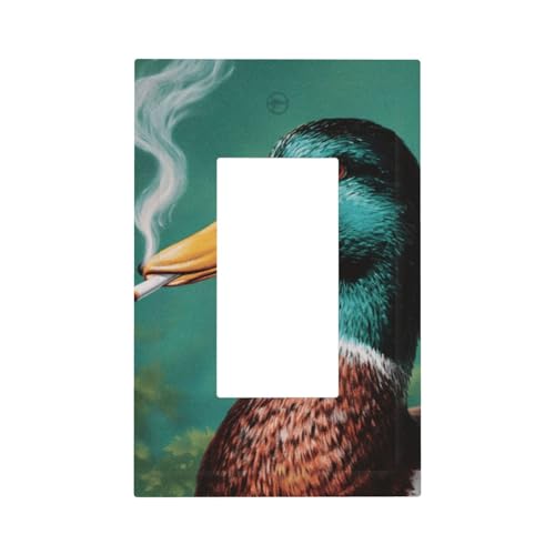 Lustige Stockente Vintage Lichtschalter-Wandplatte, Blende, Einzel-Wippe, 1-Gang-Dekorator, Steckdosenabdeckungen für Zuhause, Küche, Zimmer, Badezimmer, Dekor von Woshuwo