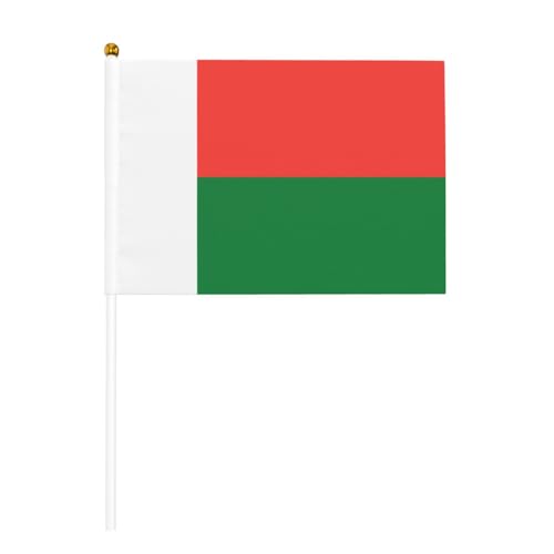 Madagaskar-Flagge, kleine Handflaggen, Mini-Flaggen auf Stab, für Partys, Teamaktivitäten, Paraden, Urlaubsdekoration, 10 Stück Madagaskar-Flagge, kleine Handflaggen, Mini-Flaggen auf Stab, für Partys, Teamaktivitäten, Paraden, Urlaubsdekoration, 10 Stück von Woshuwo