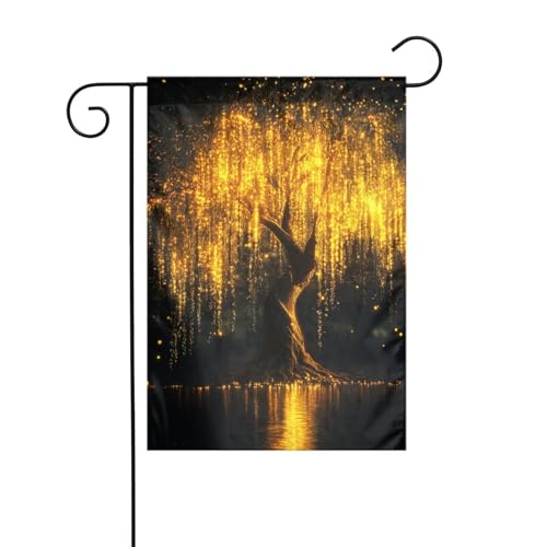 Majestätische goldene Baum-Licht-Gartenflagge, 30 x 45 cm, vertikal, doppelseitig, Bauernhaus, Urlaub, Außendekoration, Hofflagge Majestätische goldene Baum-Licht-Gartenflagge, 30 x 45 cm, vertikal, doppelseitig, Bauernhaus, Urlaub, Außendekoration, Hofflagge von Woshuwo
