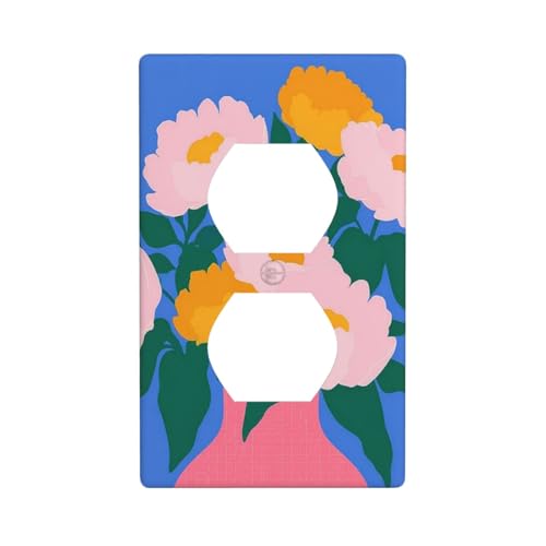 Minimalistische Pfingstrosen-Steckdosenabdeckung, Lichtschalter-Abdeckung, dekorative 1-Gang-Wandplatte für Küche, Badezimmer, Größe 7 x 11,4 cm von Woshuwo