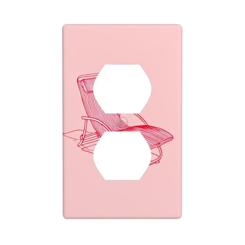 Minimalistische rote Line-Art-Abdeckung für Sonnenliege, Lichtschalter-Abdeckung, dekorative 1-Gang-Wandplatte für Küche, Badezimmer, Größe 7 x 11,4 cm von Woshuwo