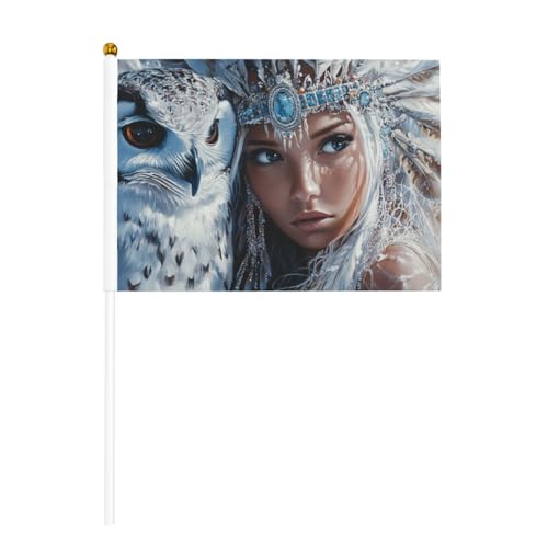Native Princess mit großen Augen, Eule, kleine Handflaggen, Mini-Flaggen auf Stab, für Party, Teamaktivitäten, Paraden, Urlaubsdekoration, 10 Stück Native Princess mit großen Augen, Eule, kleine Handflaggen, Mini-Flaggen auf Stab, für Party, Teamaktivitäten, Paraden, Urlaubsdekoration, 10 Stück von Woshuwo