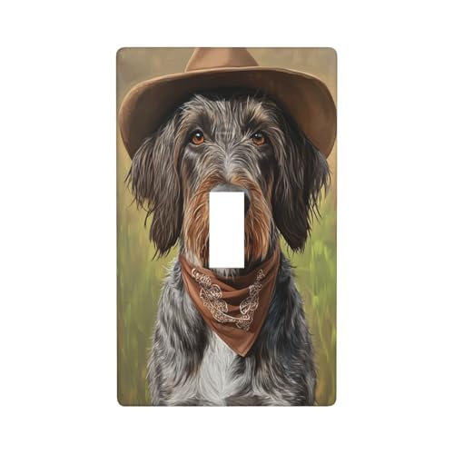 Niedlicher Hund mit Cowboyhut, Lichtschalter-Abdeckung, dekorativer Einzel-Kippschalter, 1-Gang-Wandplatte für Küche, Bauernhaus, Schlafzimmer, Badezimmer, Kunstdekoration Niedlicher Hund mit Cowboyhut, Lichtschalter-Abdeckung, dekorativer Einzel-Kippschalter, 1-Gang-Wandplatte für Küche, Bauernhaus, Schlafzimmer, Badezimmer, Kunstdekoration von Woshuwo