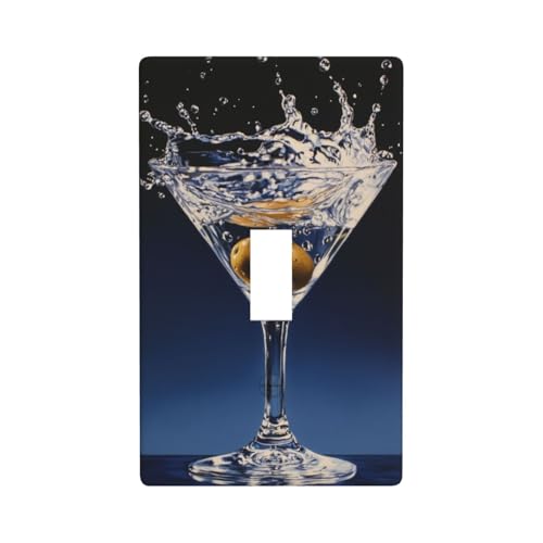 Olive spritzt in eine Glas-Lichtschalter-Abdeckung, dekorativer Einzel-Kippschalter, 1-Gang-Wandplatte für Küche, Bauernhaus, Schlafzimmer, Badezimmer, Kunstdekoration von Woshuwo