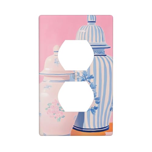 Preppy Chinoiserie Gläser, minimalistische Steckdosenabdeckung, Lichtschalter-Abdeckung, dekorative 1-Gang-Wandplatte für Küche, Badezimmer, Größe 7 x 11,4 cm Preppy Chinoiserie Gläser, minimalistische Steckdosenabdeckung, Lichtschalter-Abdeckung, dekorative 1-Gang-Wandplatte für Küche, Badezimmer, Größe 7 x 11,4 cm von Woshuwo