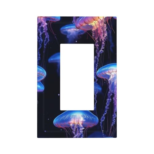 Quallen-Unterwasser-Lichtschalter-Wandplatte, Blende, einzelne Wippe, 1-Gang-Dekorator, Steckdosenabdeckungen für Zuhause, Küche, Zimmer, Badezimmer, Dekor von Woshuwo
