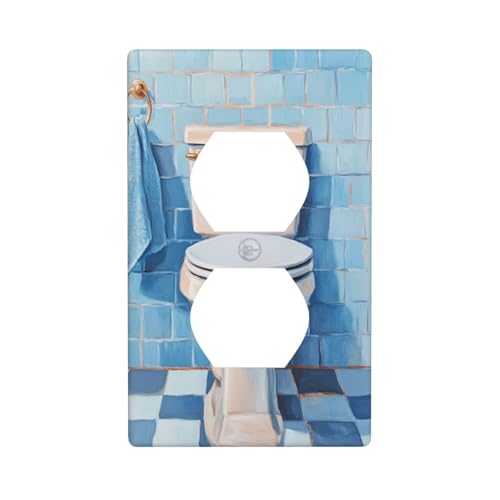 Retro-Badezimmer/WC, karierte Fliesen, Steckdosenabdeckung, Lichtschalter-Abdeckung, dekorative 1-Gang-Wandplatte für Küche, Zimmer, Badezimmer, Größe 7 x 11,4 cm Retro-Badezimmer/WC, karierte Fliesen, Steckdosenabdeckung, Lichtschalter-Abdeckung, dekorative 1-Gang-Wandplatte für Küche, Zimmer, Badezimmer, Größe 7 x 11,4 cm von Woshuwo