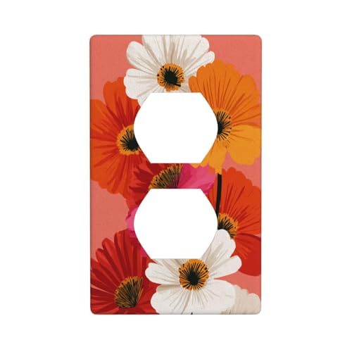 Retro-Poster, tropische Blumen, Lichtschalter-Abdeckung, dekorative 1-Gang-Wandplatte für Küche, Badezimmer, Größe 7 x 11,4 cm von Woshuwo