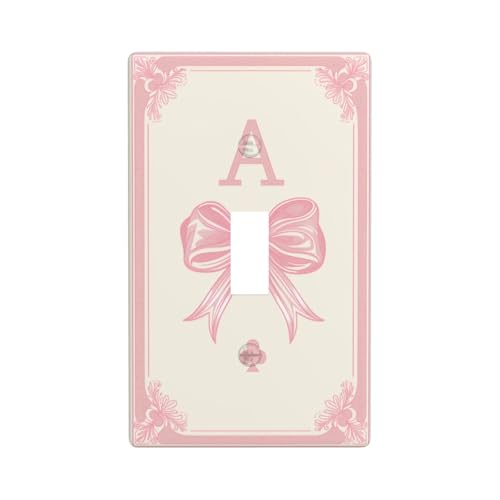 Rosa Karte mit Schleife, mädchenhafte Lichtschalter-Abdeckung, dekorativer Einzel-Kippschalter, 1-Gang-Wandplatte für Küche, Bauernhaus, Schlafzimmer, Badezimmer, Kunstdekoration Rosa Karte mit Schleife, mädchenhafte Lichtschalter-Abdeckung, dekorativer Einzel-Kippschalter, 1-Gang-Wandplatte für Küche, Bauernhaus, Schlafzimmer, Badezimmer, Kunstdekoration von Woshuwo